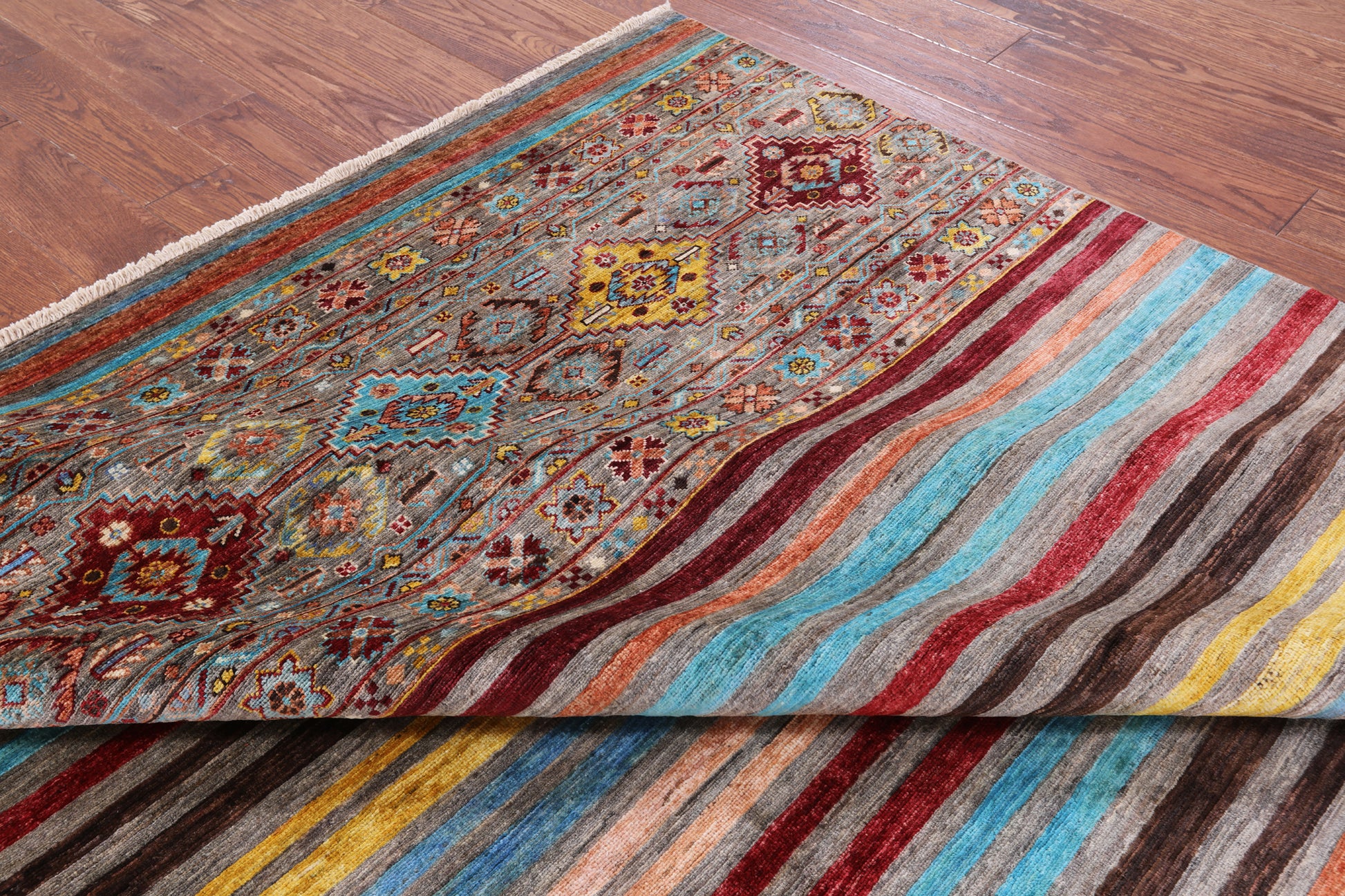 Khorjin Persian Gabbeh Hand Knotted Wool Rug - 6' 9" X 9' 7" - Golden Nile
