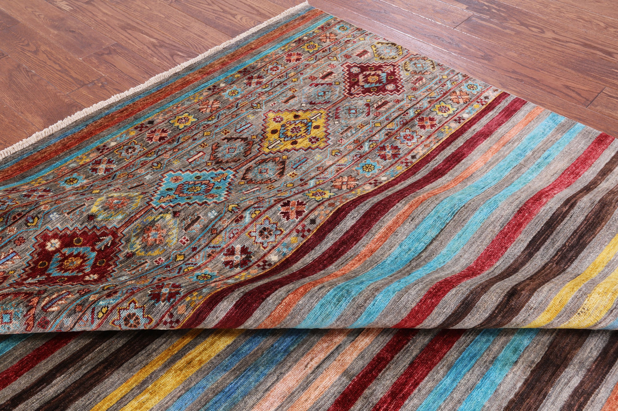 Khorjin Persian Gabbeh Hand Knotted Wool Rug - 6' 9" X 9' 7" - Golden Nile