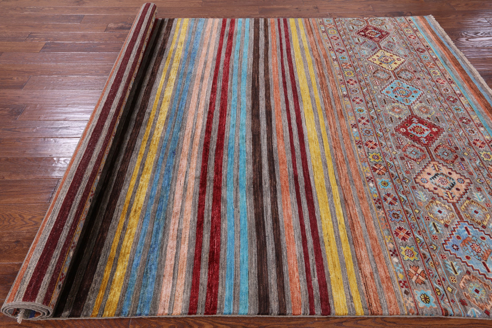 Khorjin Persian Gabbeh Hand Knotted Wool Rug - 6' 9" X 9' 7" - Golden Nile