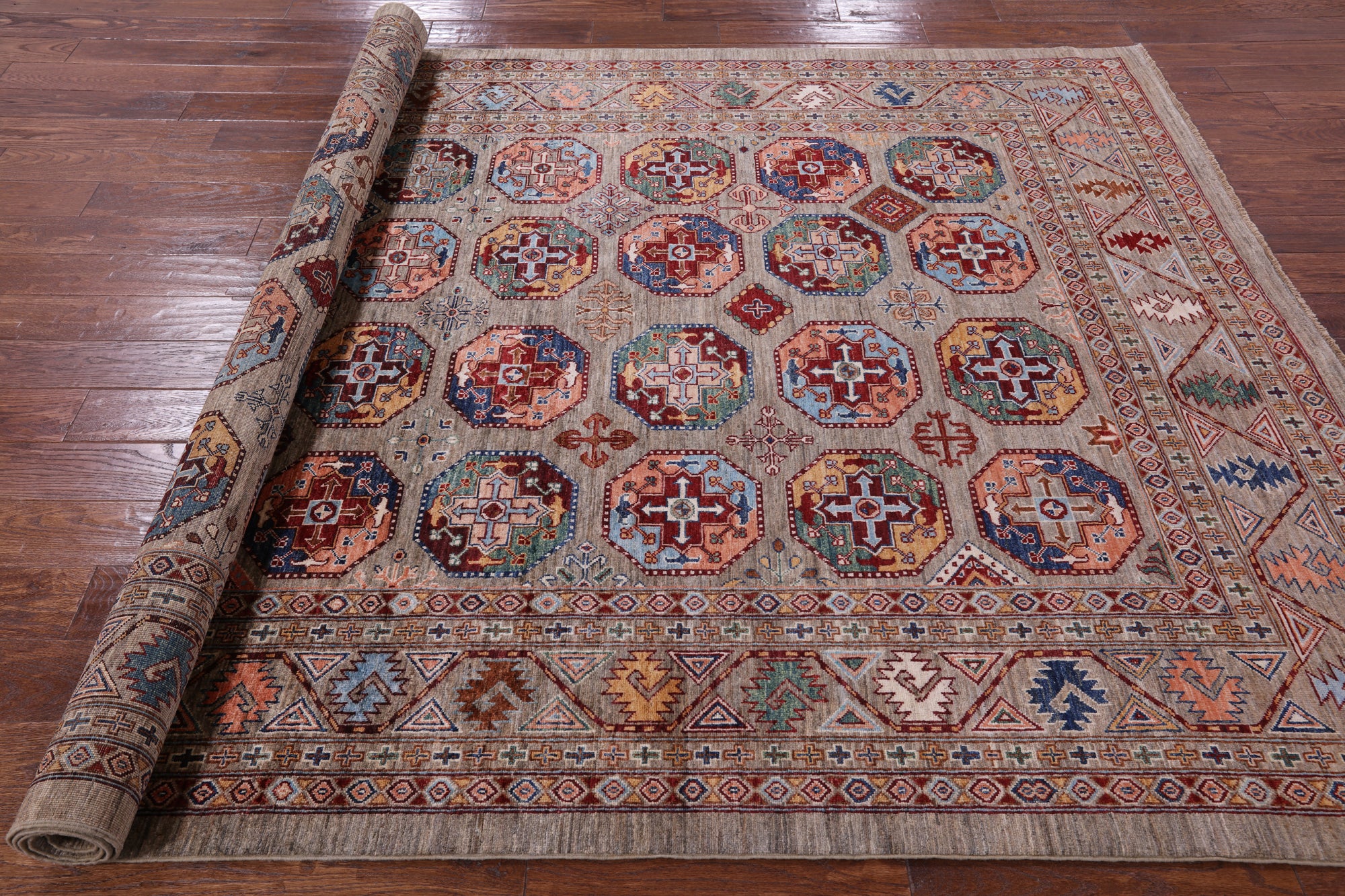 Turkmen Ersari Handmade Wool Rug - 6' 9" X 10' 2" - Golden Nile