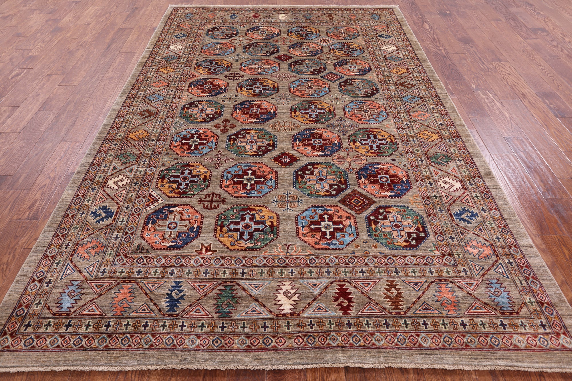 Turkmen Ersari Handmade Wool Rug - 6' 9" X 10' 2" - Golden Nile