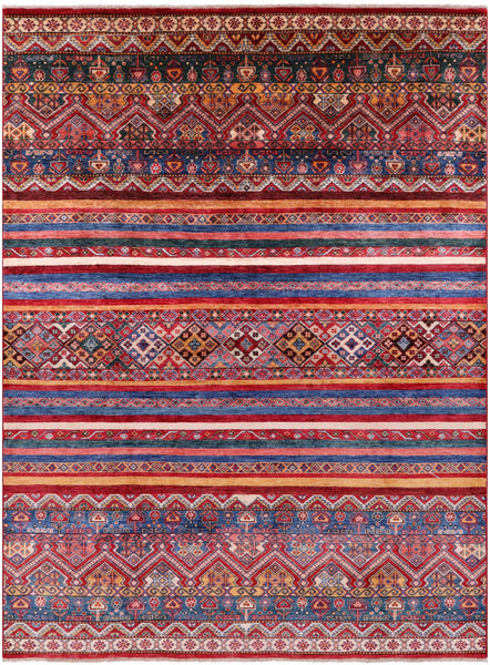 Khorjin Persian Gabbeh Hand Knotted Wool Rug - 5' 6" X 8' 8" - Golden Nile
