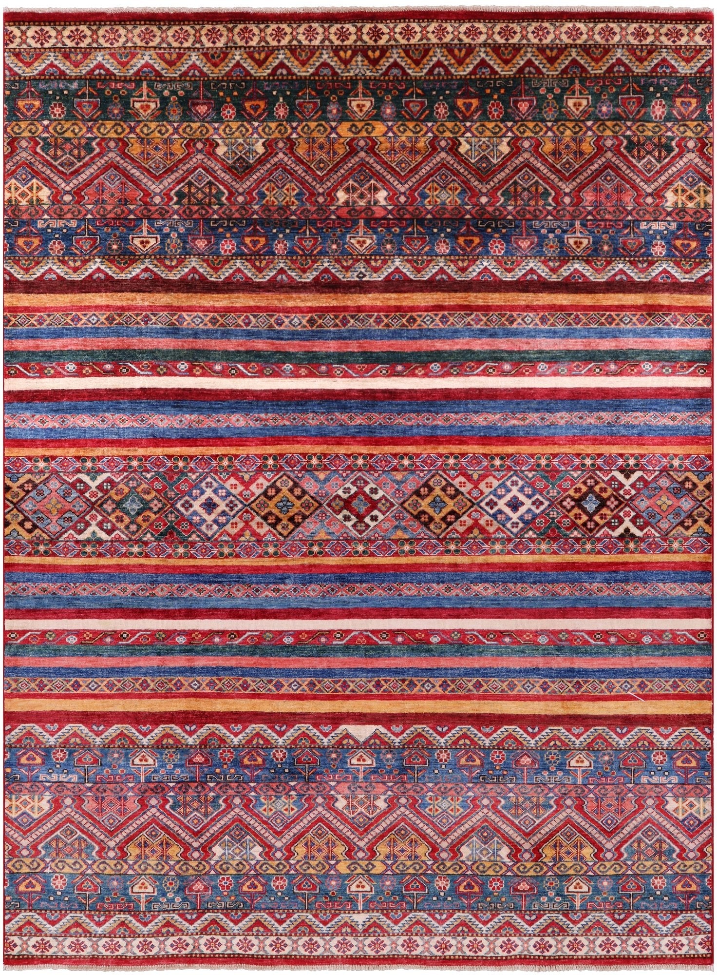Khorjin Persian Gabbeh Hand Knotted Wool Rug - 5' 6" X 8' 8" - Golden Nile
