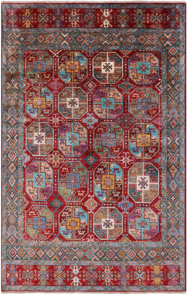 Turkmen Ersari Hand Knotted Wool Rug - 5' 7" X 7' 6" - Golden Nile
