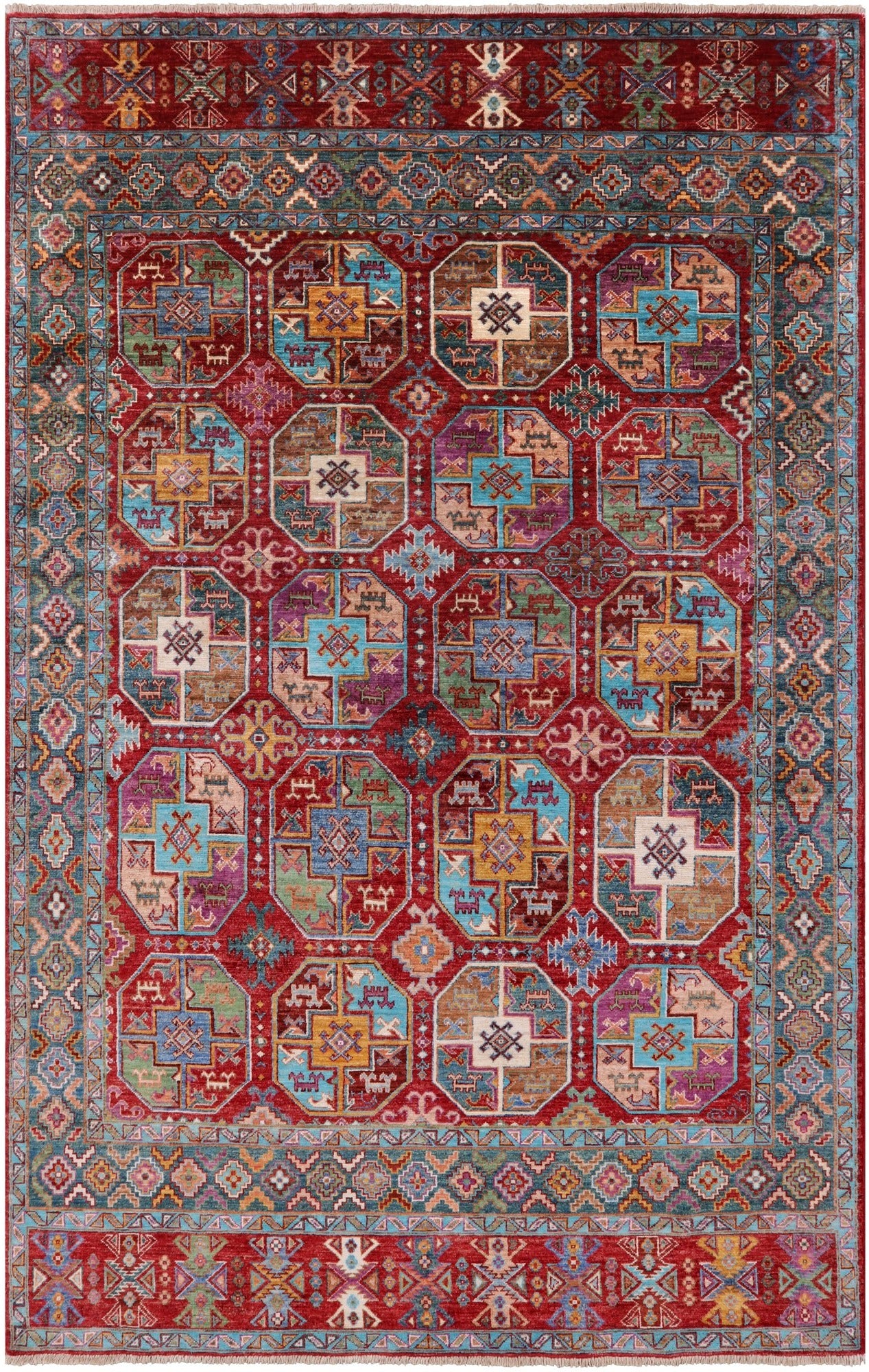 Turkmen Ersari Hand Knotted Wool Rug - 5' 7" X 7' 6" - Golden Nile
