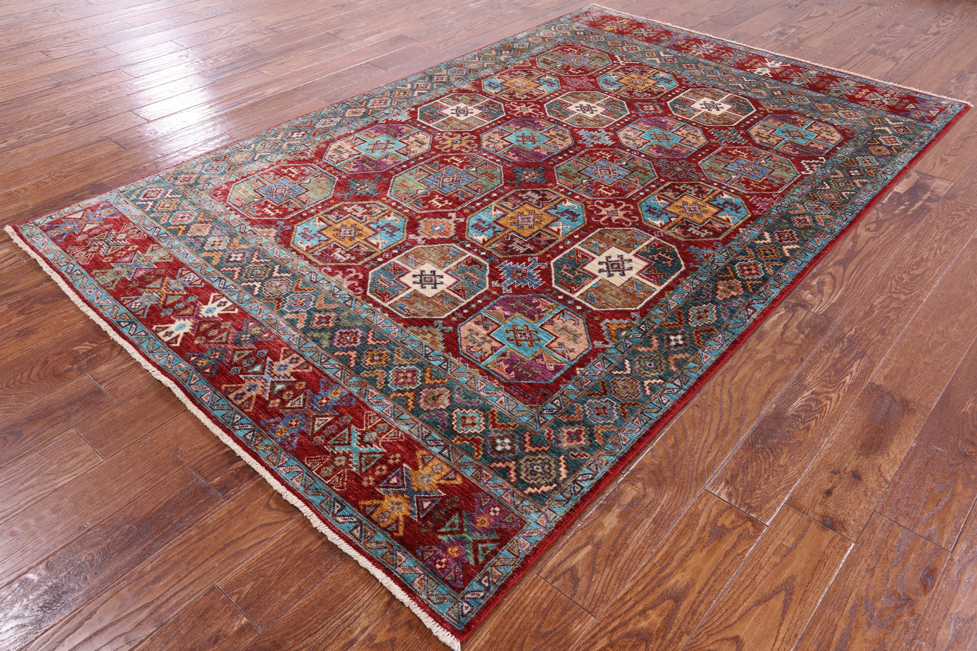 Turkmen Ersari Hand Knotted Wool Rug - 5' 7" X 7' 6" - Golden Nile