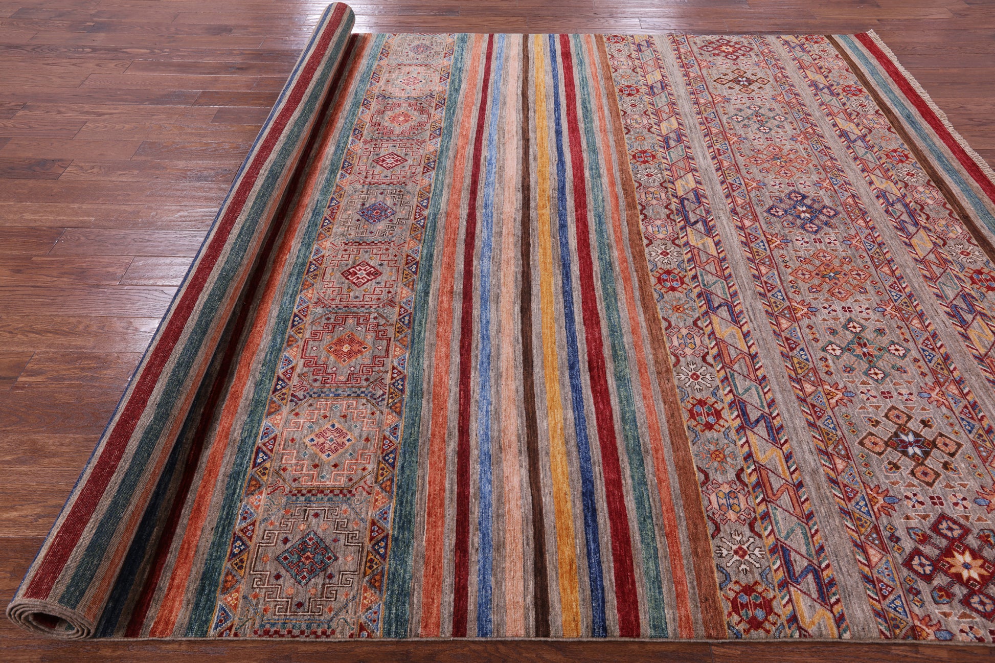 Khorjin Persian Gabbeh Hand Knotted Wool Rug - 8' 9" X 12' 1" - Golden Nile