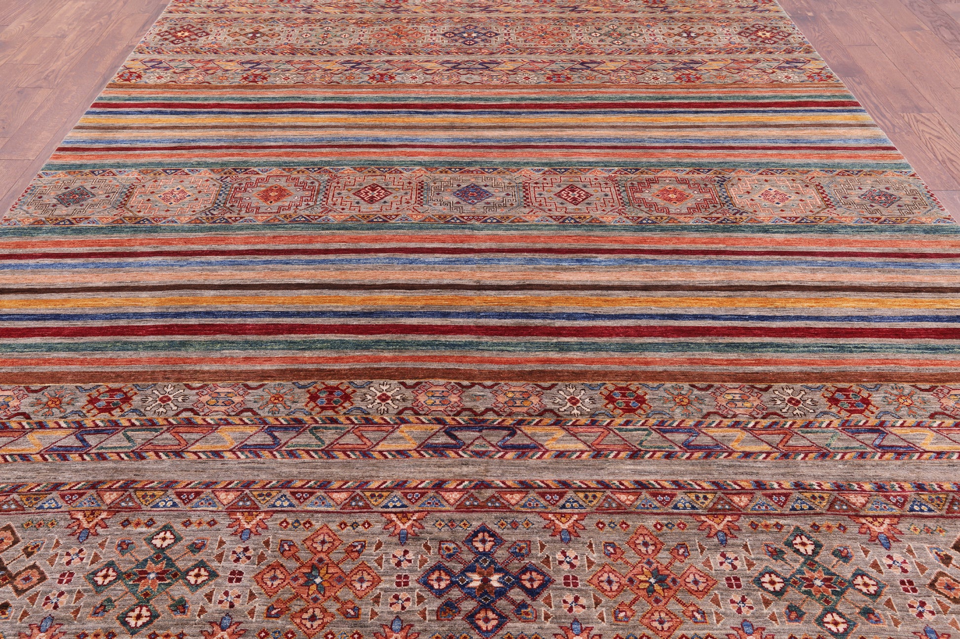 Khorjin Persian Gabbeh Hand Knotted Wool Rug - 8' 9" X 12' 1" - Golden Nile