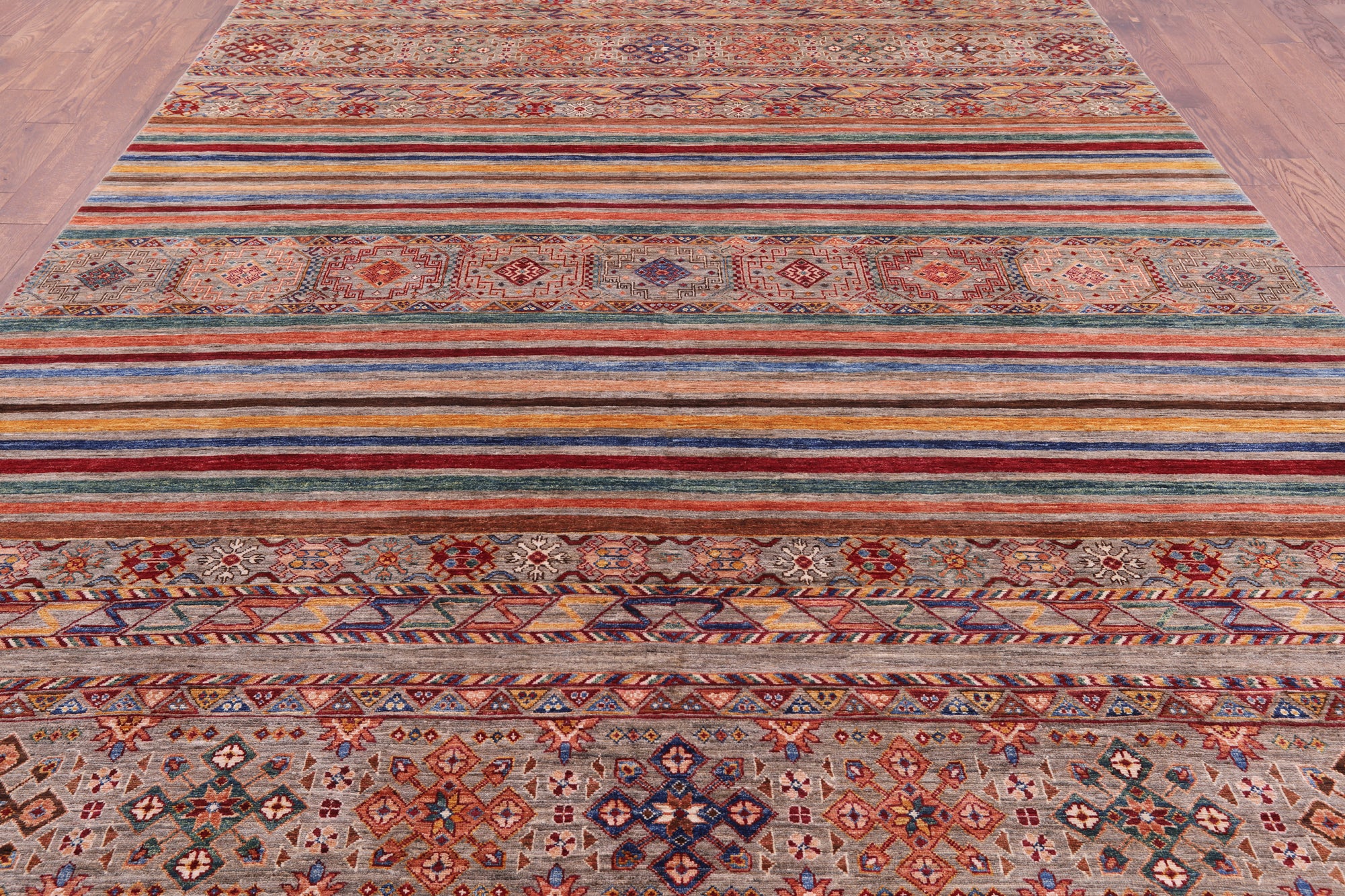 Khorjin Persian Gabbeh Hand Knotted Wool Rug - 8' 9" X 12' 1" - Golden Nile