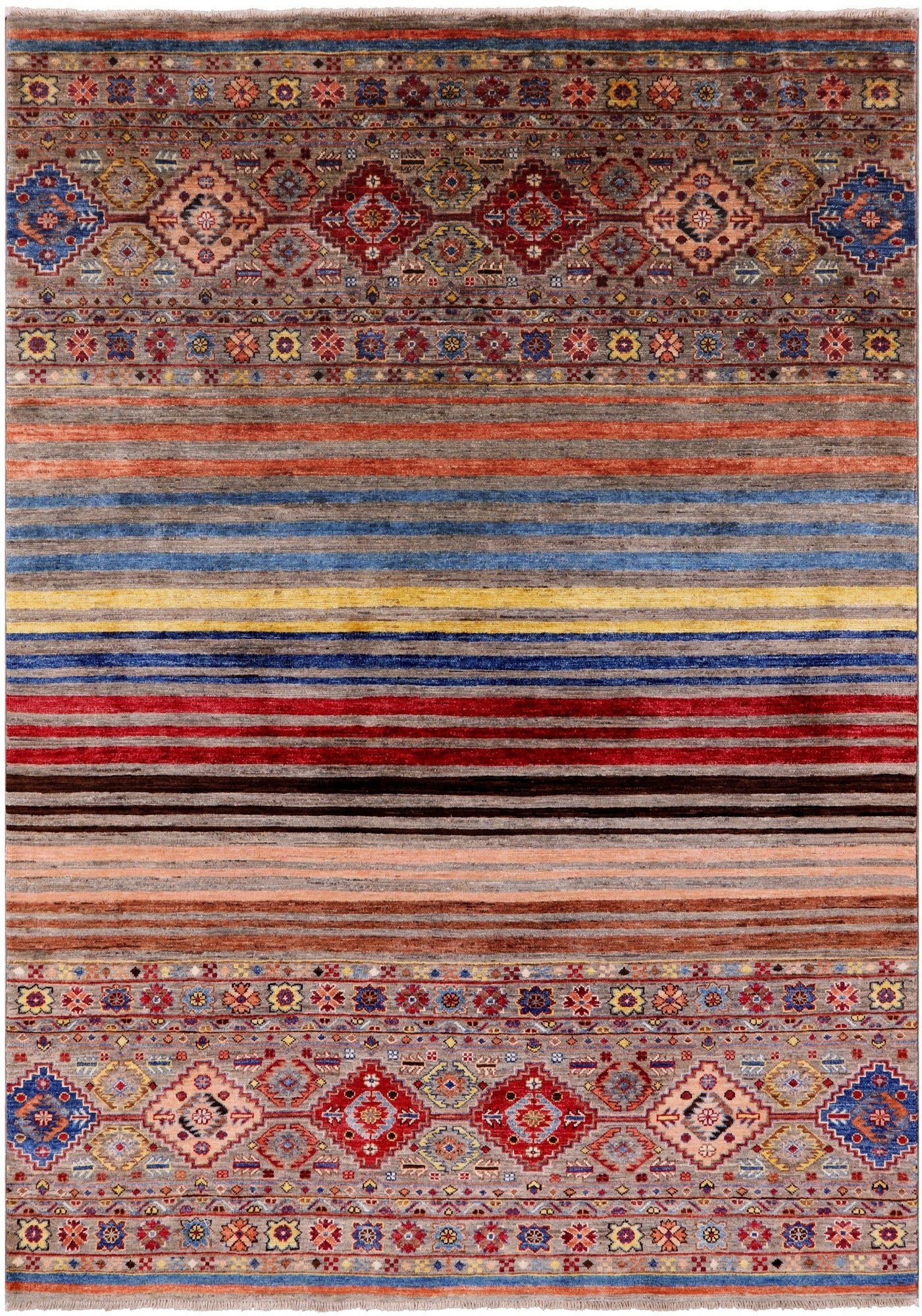 Khorjin Persian Gabbeh Hand Knotted Wool Rug - 5' 5" X 7' 8" - Golden Nile