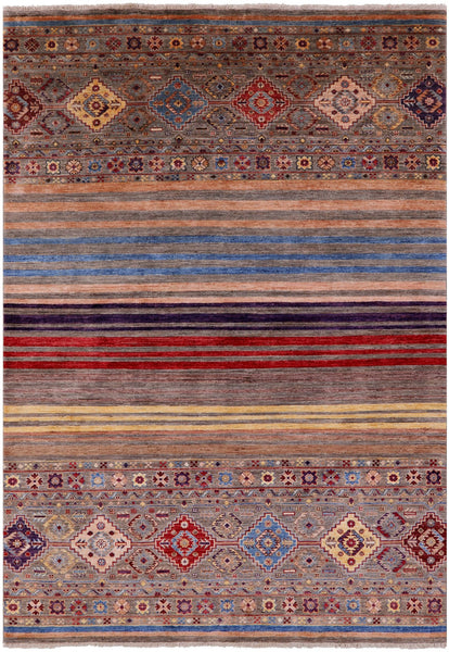 Khorjin Persian Gabbeh Handmade Wool Rug - 5' 6" X 7' 10" - Golden Nile