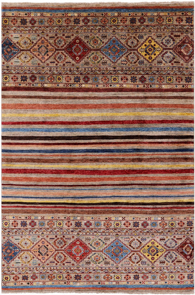 Khorjin Persian Gabbeh Hand Knotted Wool Rug - 5' 7" X 8' 6" - Golden Nile