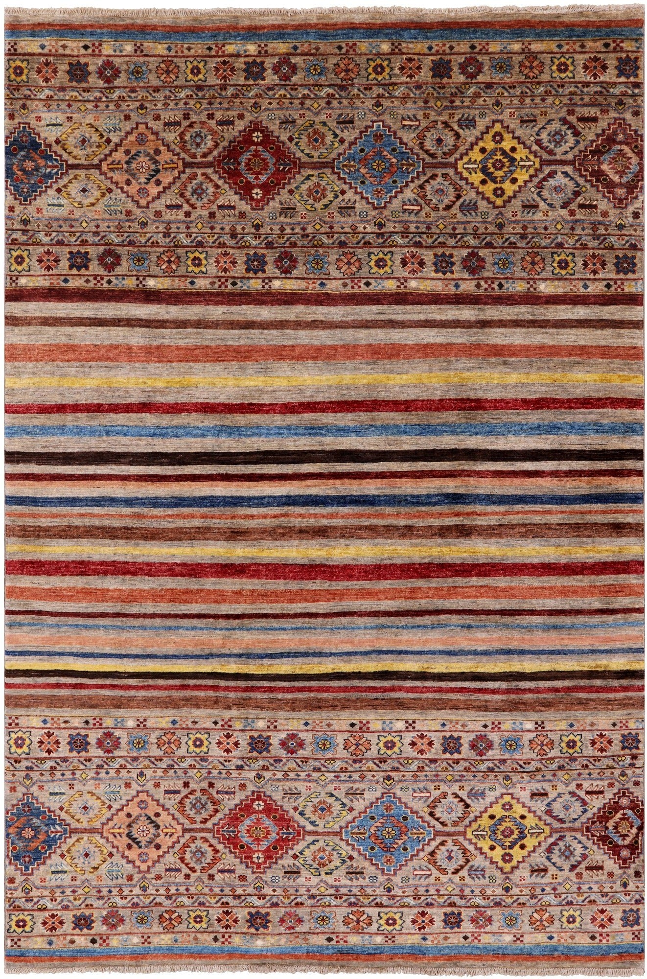 Khorjin Persian Gabbeh Hand Knotted Wool Rug - 5' 7" X 8' 6" - Golden Nile