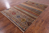 Khorjin Persian Gabbeh Hand Knotted Wool Rug - 5' 7" X 8' 6" - Golden Nile
