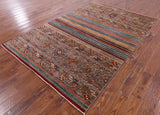 Khorjin Persian Gabbeh Handmade Wool Rug - 5' 7" X 8' 5" - Golden Nile
