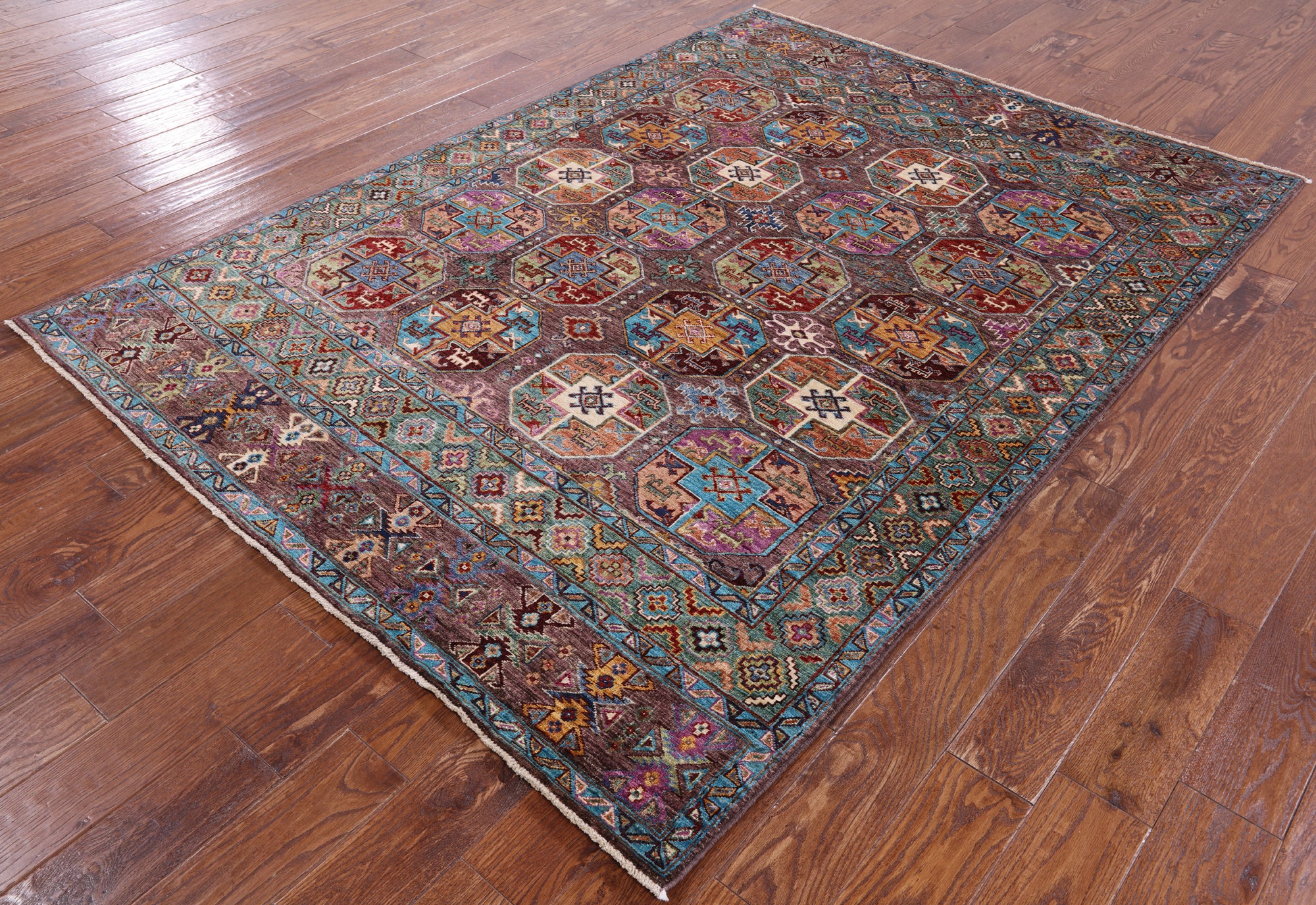 Turkmen Ersari Hand Knotted Wool Rug - 5' 8" X 7' 10" - Golden Nile