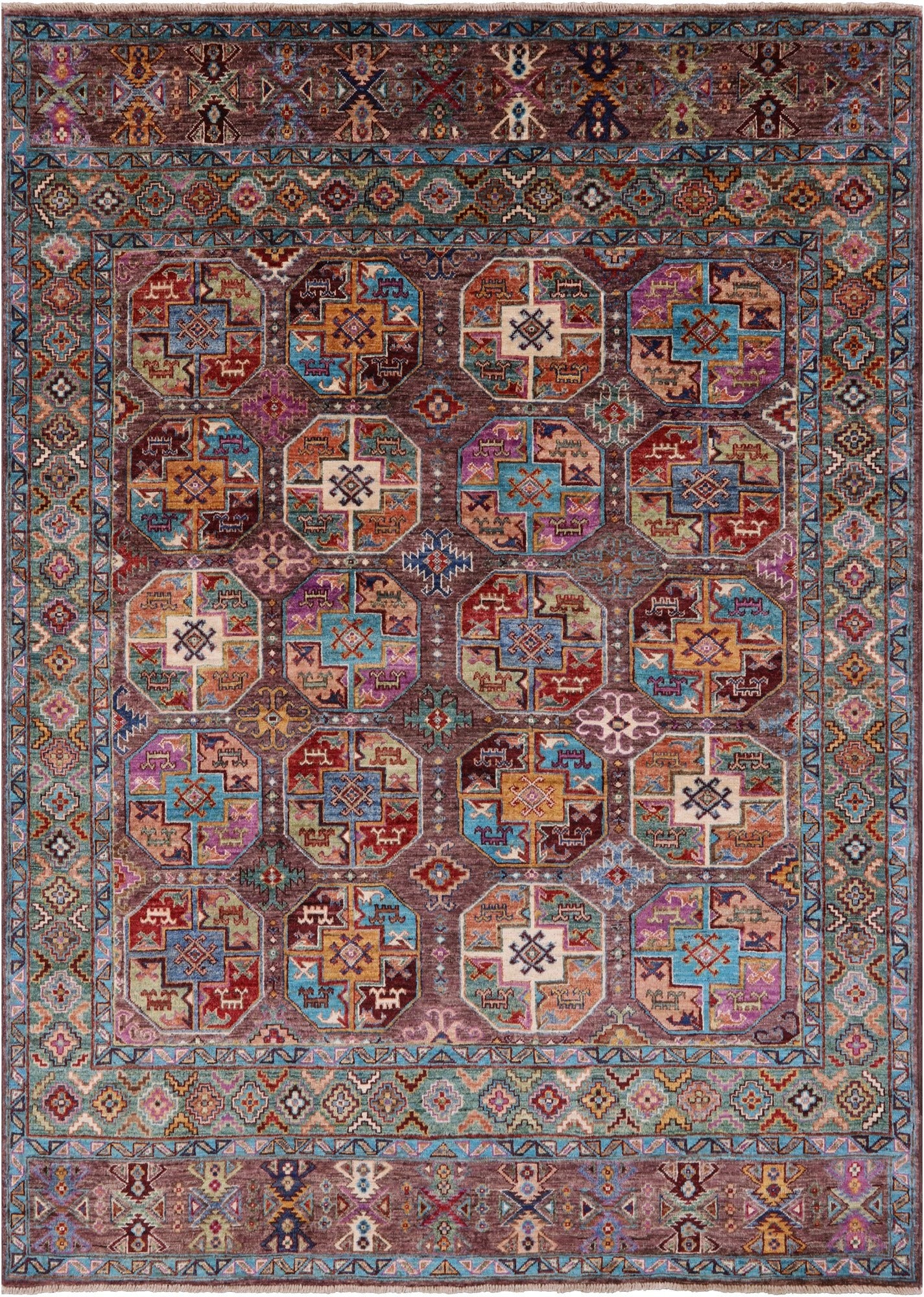 Turkmen Ersari Hand Knotted Wool Rug - 5' 8" X 7' 10" - Golden Nile