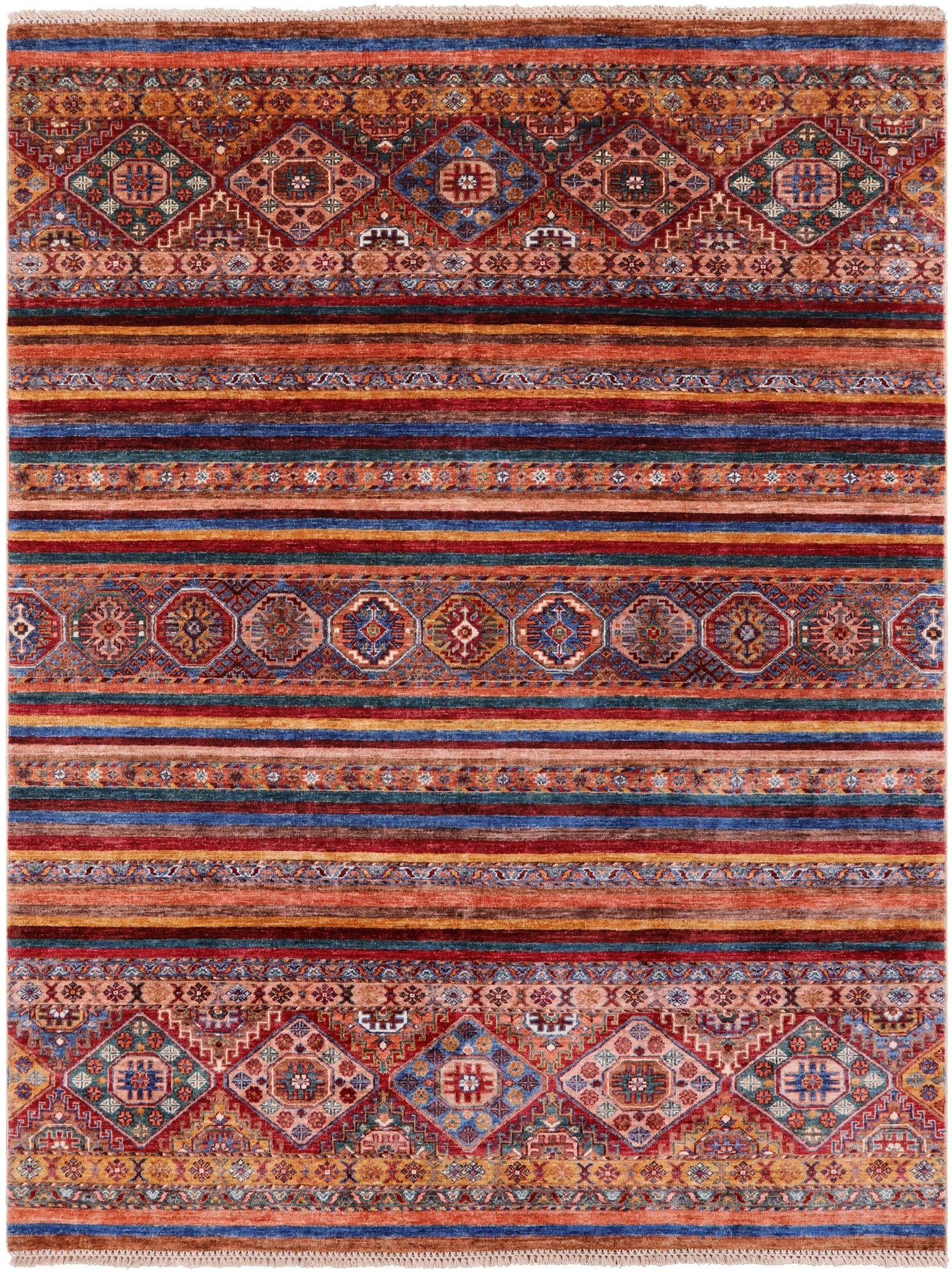 Khorjin Persian Gabbeh Handmade Wool Rug - 5' 9" X 7' 7" - Golden Nile