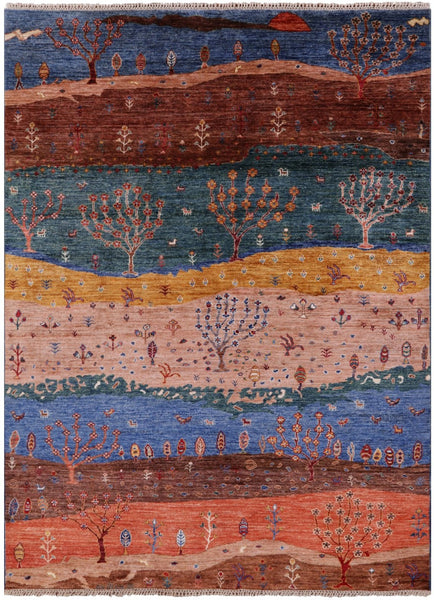 Persian Tribal Gabbeh Handmade Wool Rug - 5' 9" X 7' 10" - Golden Nile
