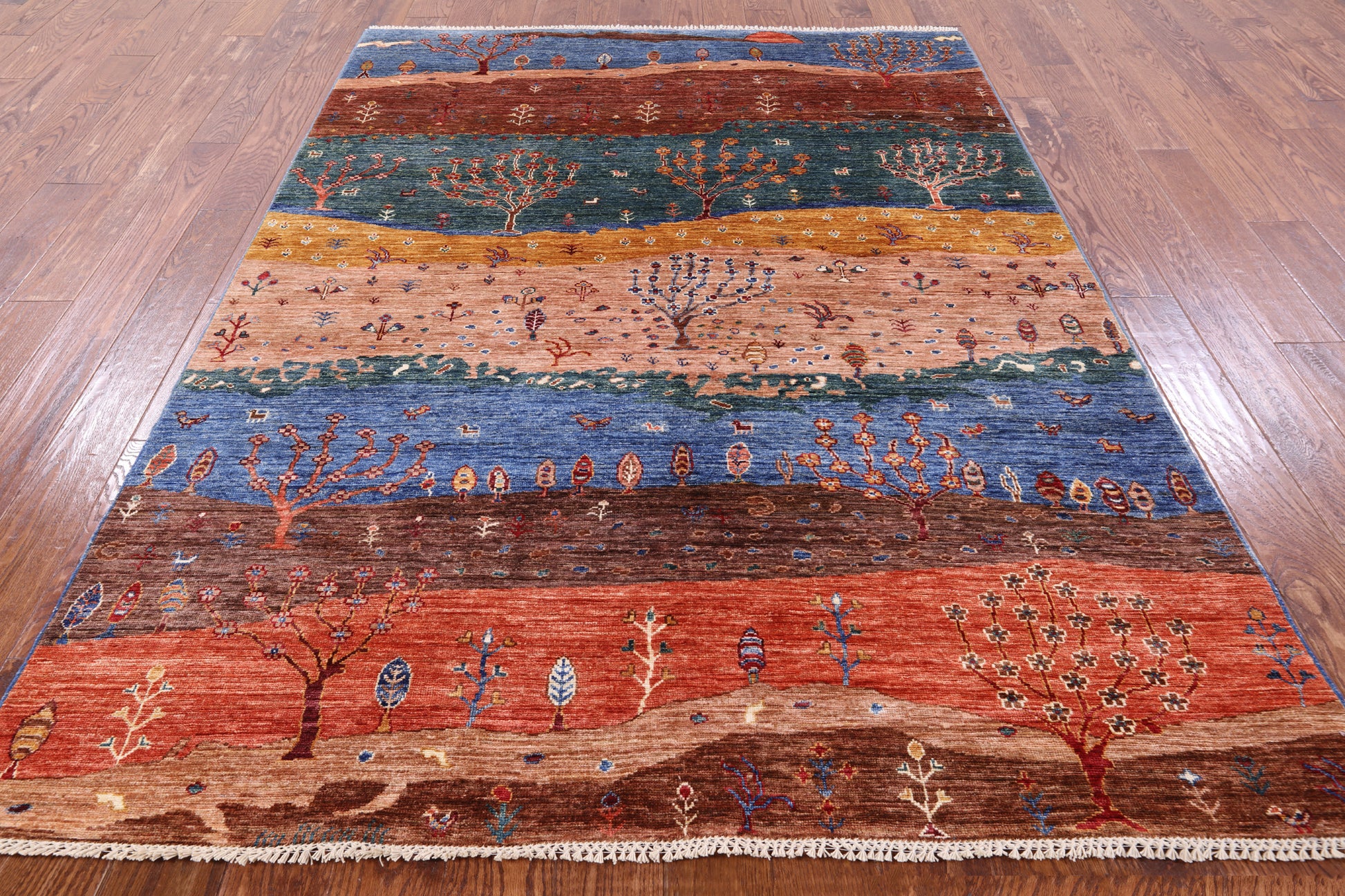 Persian Tribal Gabbeh Handmade Wool Rug - 5' 9" X 7' 10" - Golden Nile