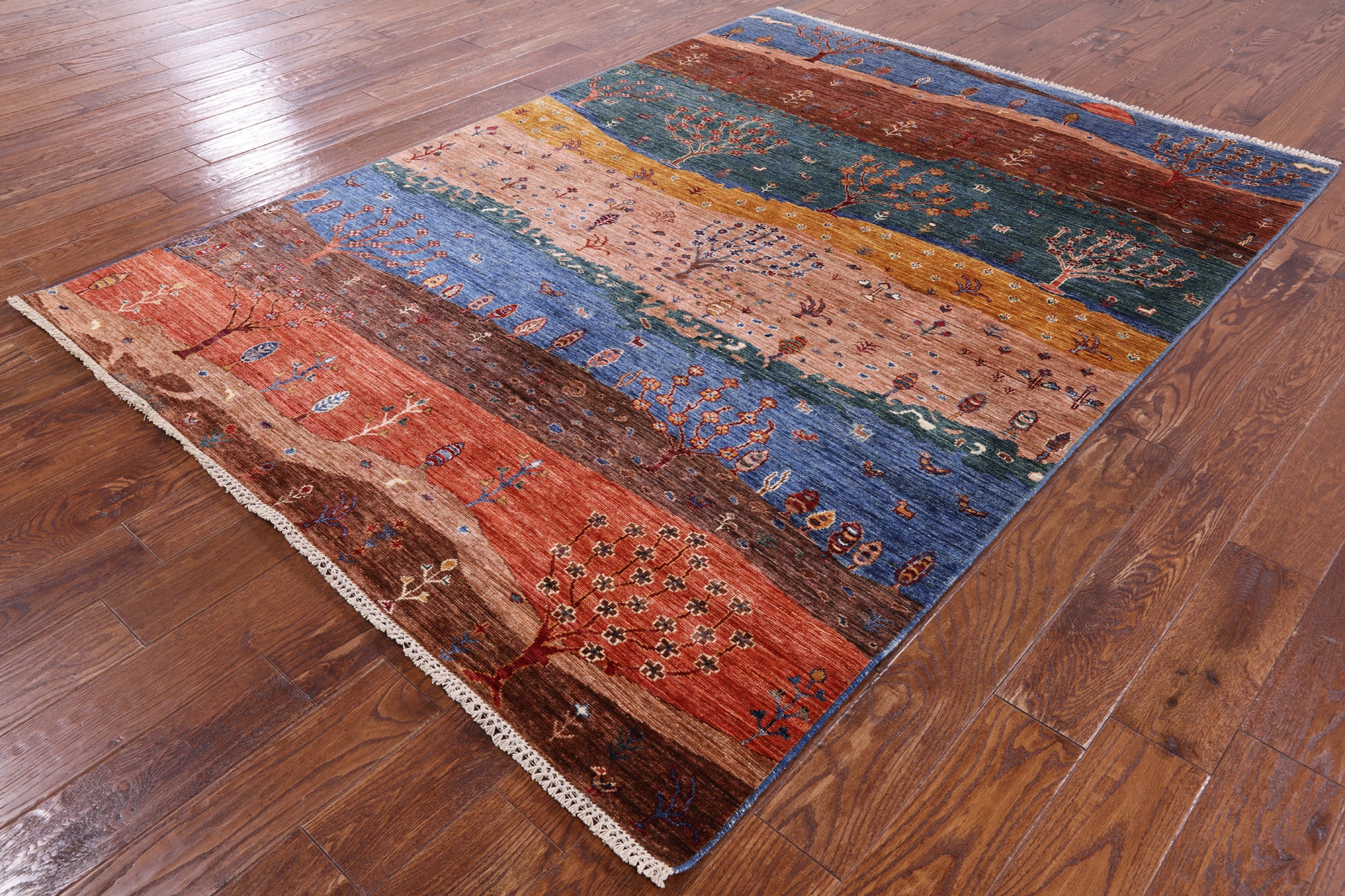 Persian Tribal Gabbeh Handmade Wool Rug - 5' 9" X 7' 10" - Golden Nile