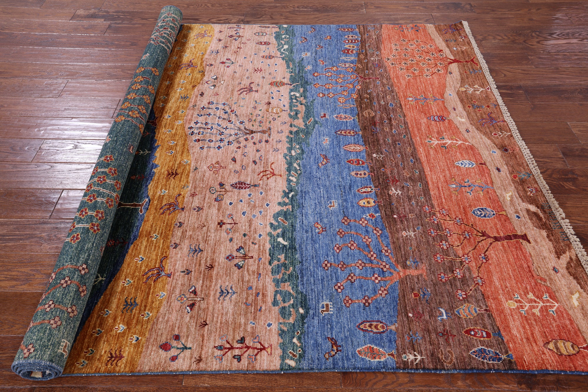 Persian Tribal Gabbeh Handmade Wool Rug - 5' 9" X 7' 10" - Golden Nile