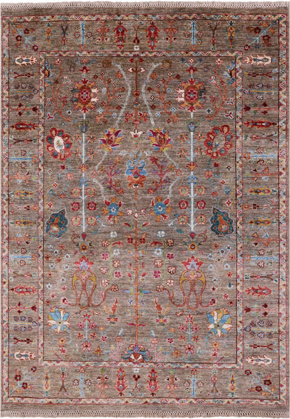 Peshawar Handmade Wool Rug - 4' 11" X 7' 1" - Golden Nile
