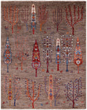 Tribal Gabbeh Handmade Wool Rug - 4' 10" X 6' 3" - Golden Nile