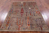 Tribal Gabbeh Handmade Wool Rug - 4' 10" X 6' 3" - Golden Nile