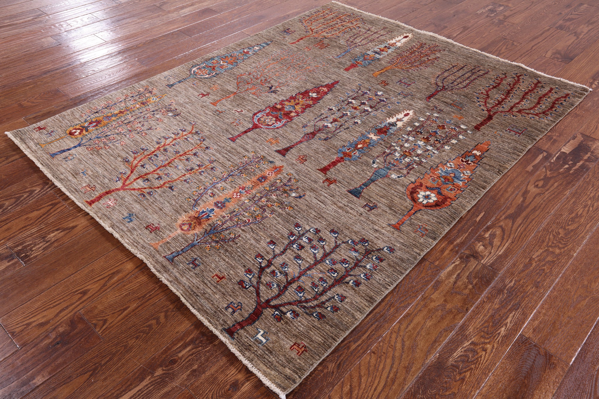 Tribal Gabbeh Handmade Wool Rug - 4' 10" X 6' 3" - Golden Nile