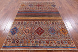 Khorjin Persian Gabbeh Hand Knotted Wool Rug - 4' 10" X 7' 0" - Golden Nile