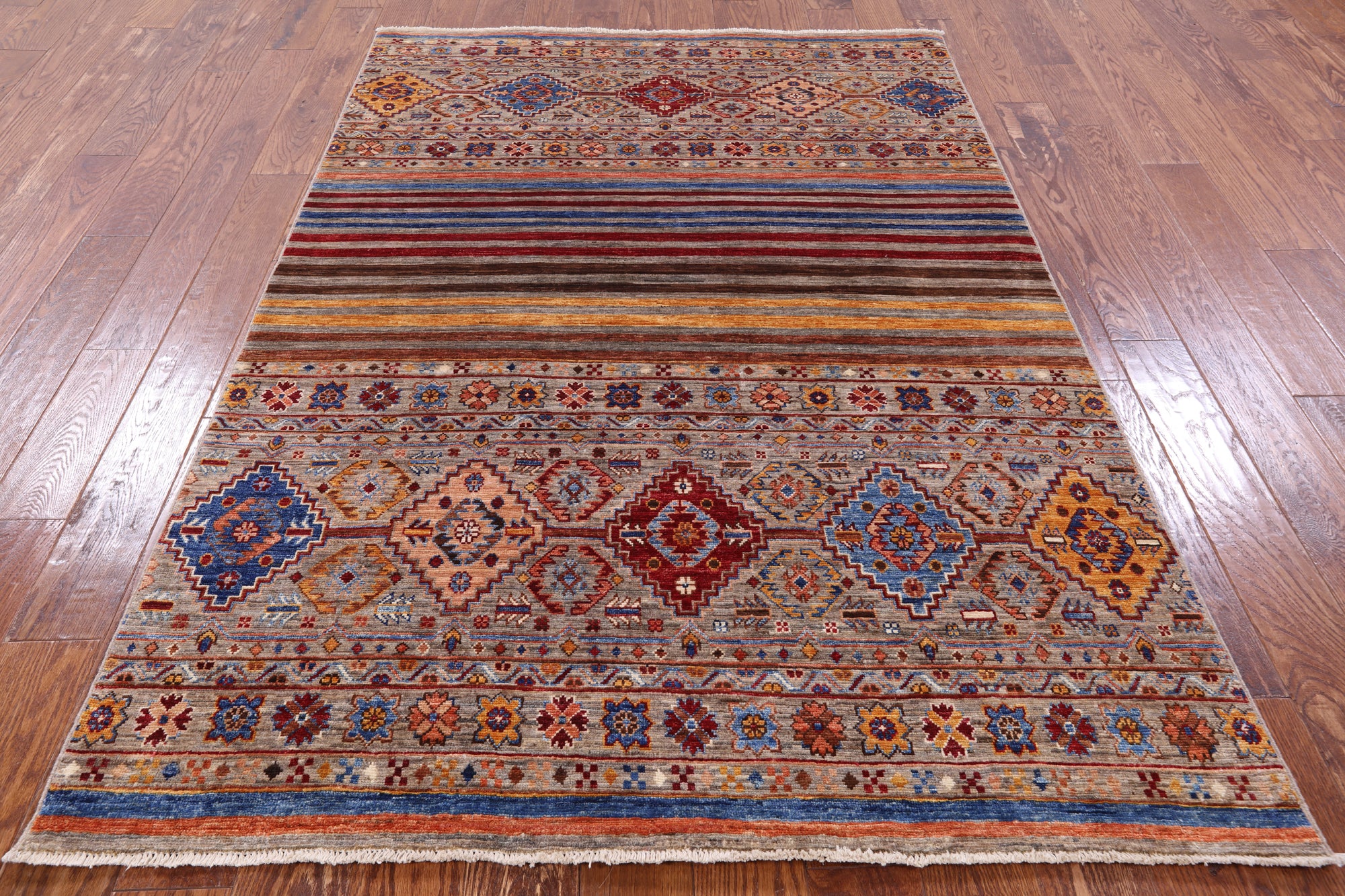 Khorjin Persian Gabbeh Hand Knotted Wool Rug - 4' 10" X 7' 0" - Golden Nile