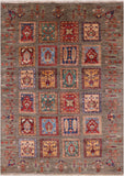 Tribal Gabbeh Hand Knotted Wool Rug - 4' 4" X 5' 10" - Golden Nile