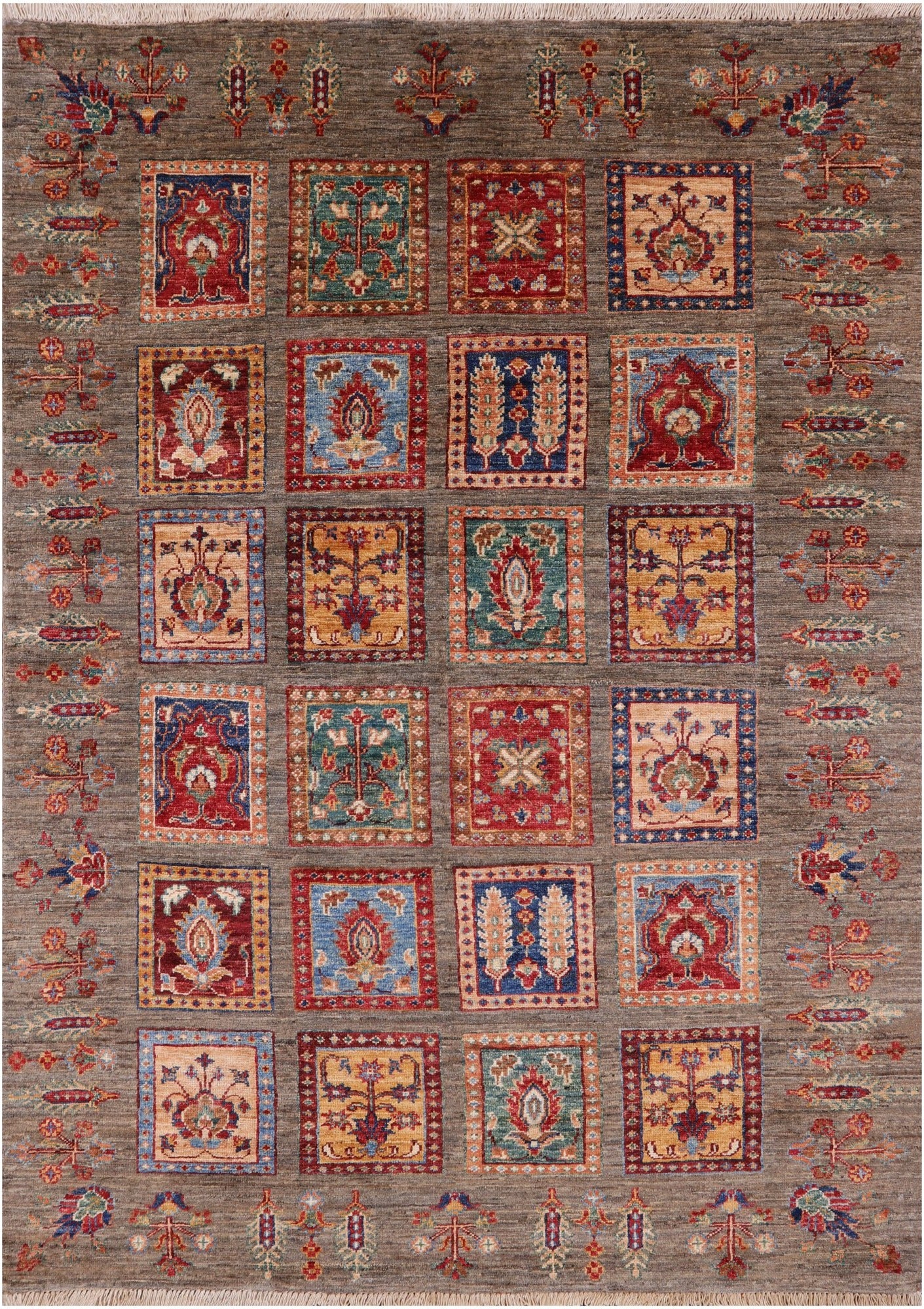 Tribal Gabbeh Hand Knotted Wool Rug - 4' 4" X 5' 10" - Golden Nile