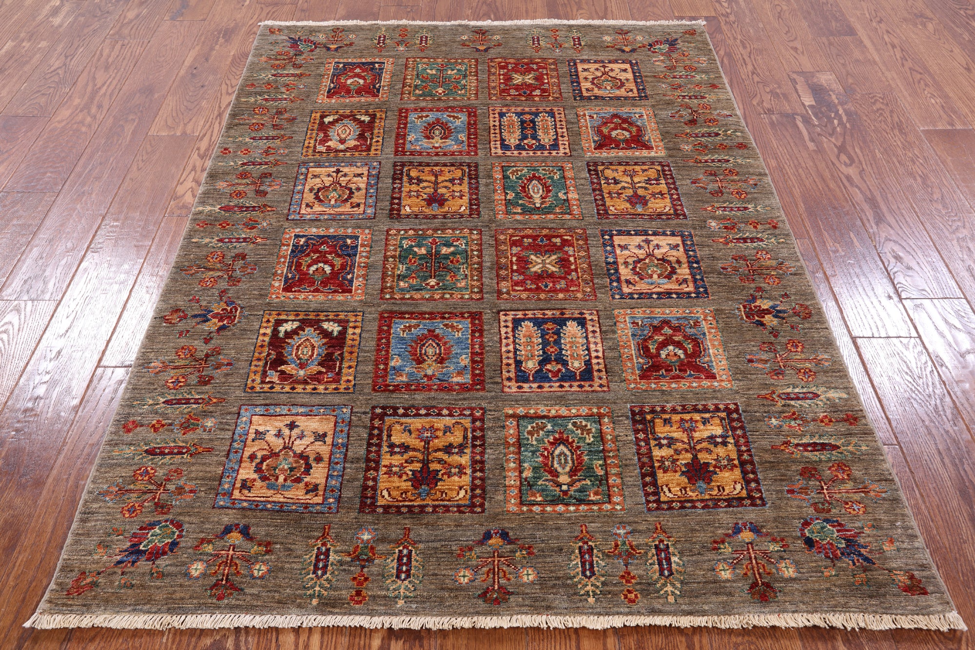 Tribal Gabbeh Hand Knotted Wool Rug - 4' 4" X 5' 10" - Golden Nile