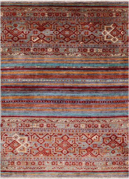Khorjin Persian Gabbeh Hand Knotted Wool Rug - 3' 10" X 5' 6" - Golden Nile