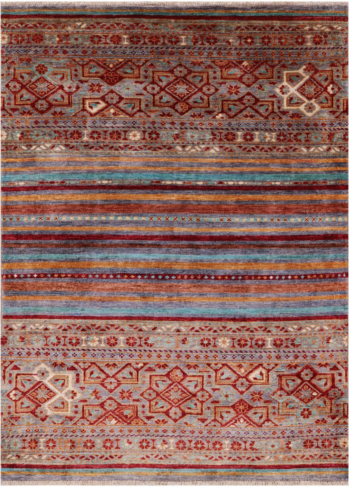 Khorjin Persian Gabbeh Hand Knotted Wool Rug - 3' 10" X 5' 6" - Golden Nile