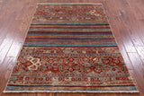 Khorjin Persian Gabbeh Hand Knotted Wool Rug - 3' 10" X 5' 6" - Golden Nile