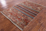 Khorjin Persian Gabbeh Hand Knotted Wool Rug - 3' 10" X 5' 6" - Golden Nile