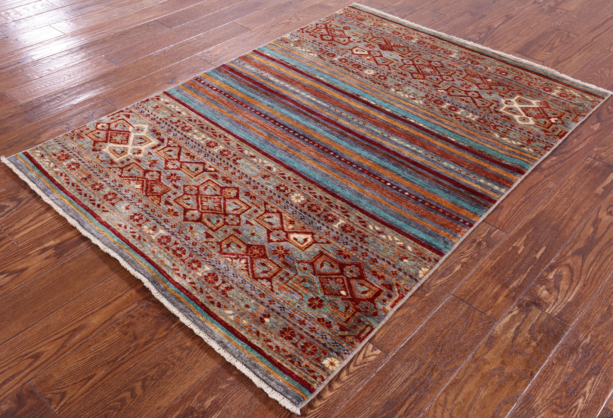 Khorjin Persian Gabbeh Hand Knotted Wool Rug - 3' 10" X 5' 6" - Golden Nile
