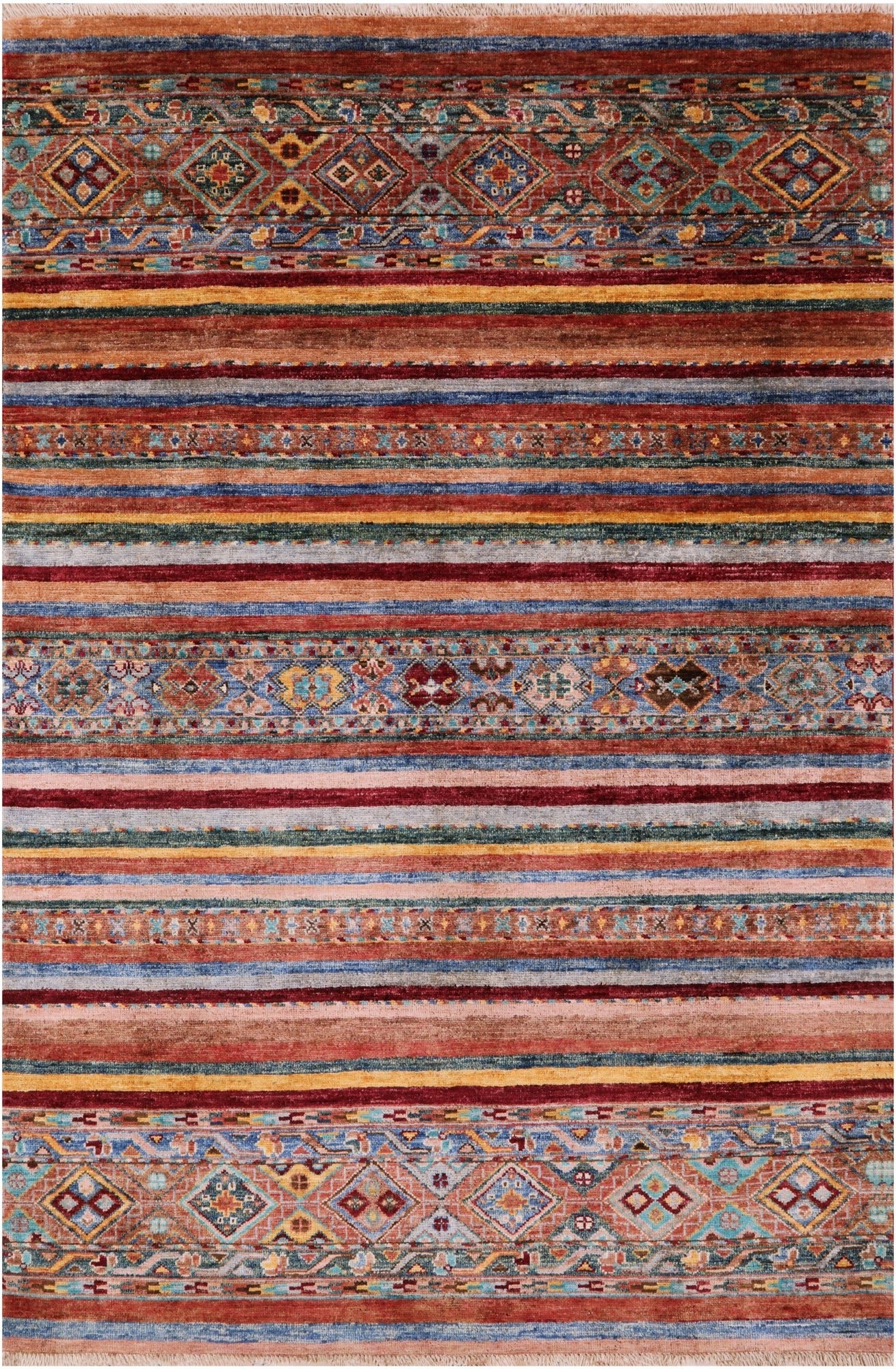 Khorjin Persian Gabbeh Handmade Wool Rug - 3' 11" X 5' 10" - Golden Nile