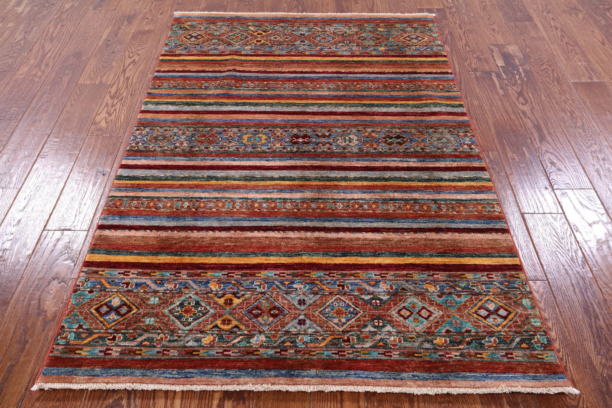 Khorjin Persian Gabbeh Handmade Wool Rug - 3' 11" X 5' 10" - Golden Nile