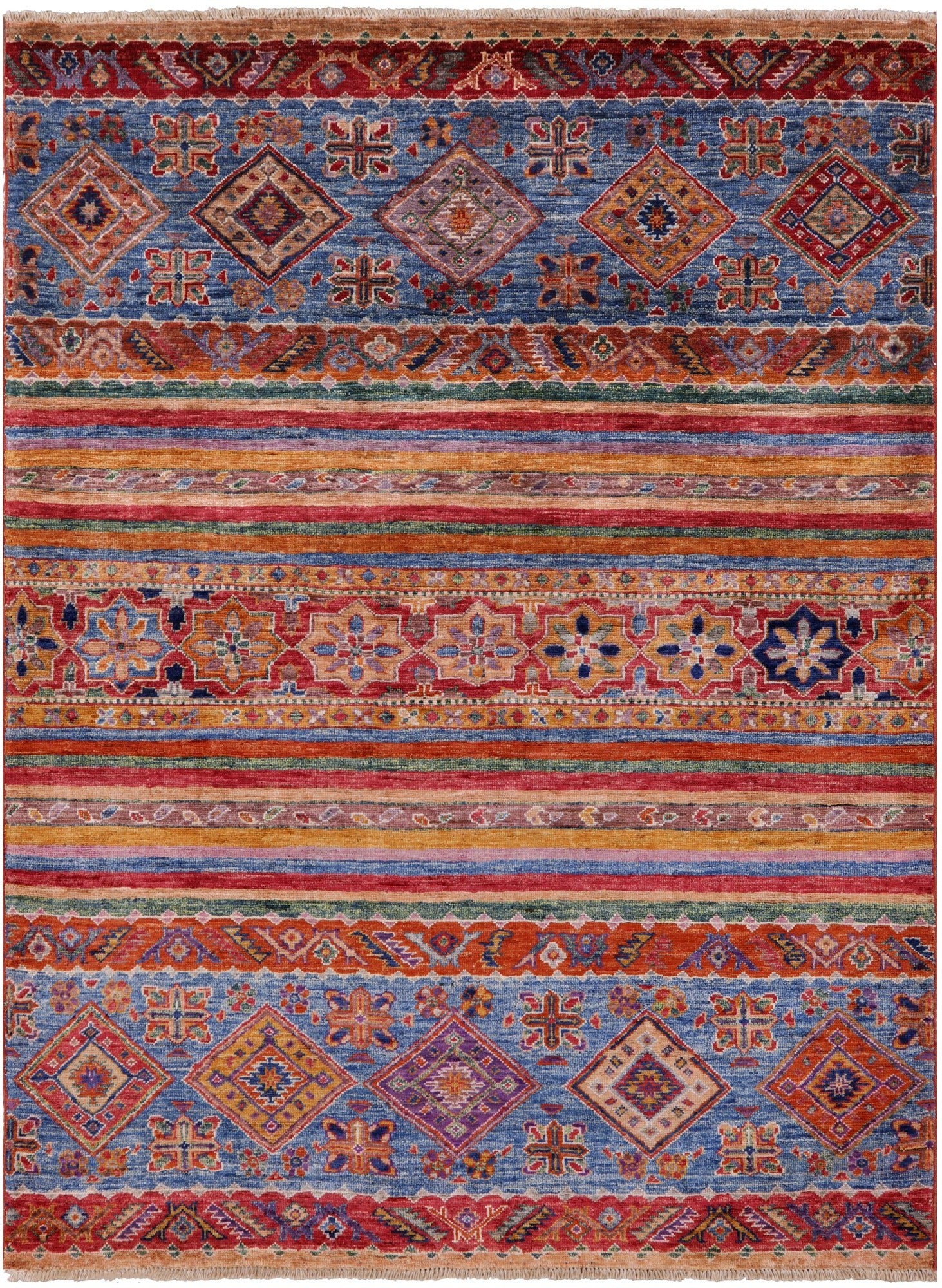Khorjin Persian Gabbeh Handmade Wool Rug - 4' 1" X 5' 7" - Golden Nile
