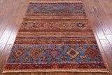 Khorjin Persian Gabbeh Handmade Wool Rug - 4' 1" X 5' 7" - Golden Nile