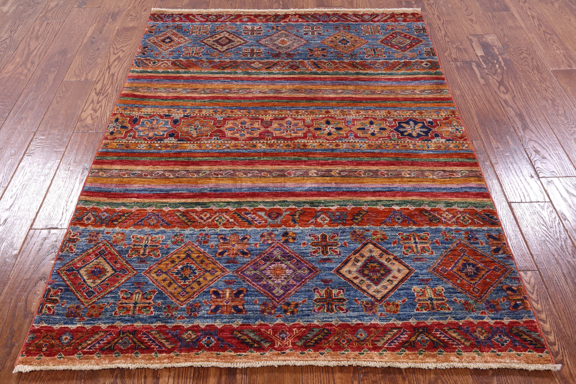 Khorjin Persian Gabbeh Handmade Wool Rug - 4' 1" X 5' 7" - Golden Nile