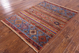 Khorjin Persian Gabbeh Handmade Wool Rug - 4' 1" X 5' 7" - Golden Nile