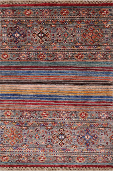 Khorjin Persian Gabbeh Handmade Wool Rug - 3' 5" X 4' 11" - Golden Nile