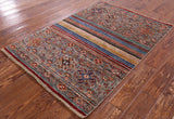 Khorjin Persian Gabbeh Handmade Wool Rug - 3' 5" X 4' 11" - Golden Nile
