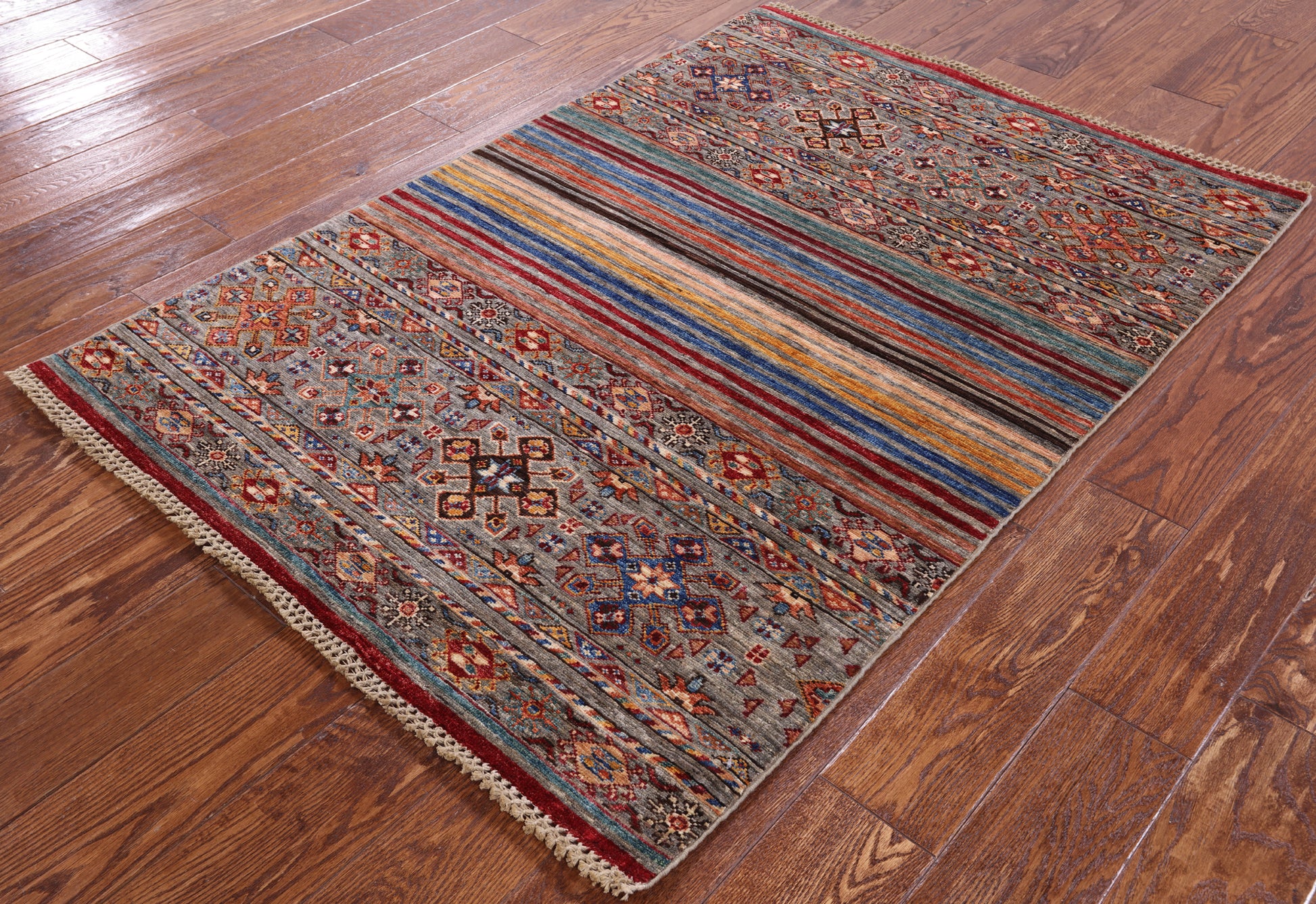 Khorjin Persian Gabbeh Handmade Wool Rug - 3' 5" X 4' 11" - Golden Nile