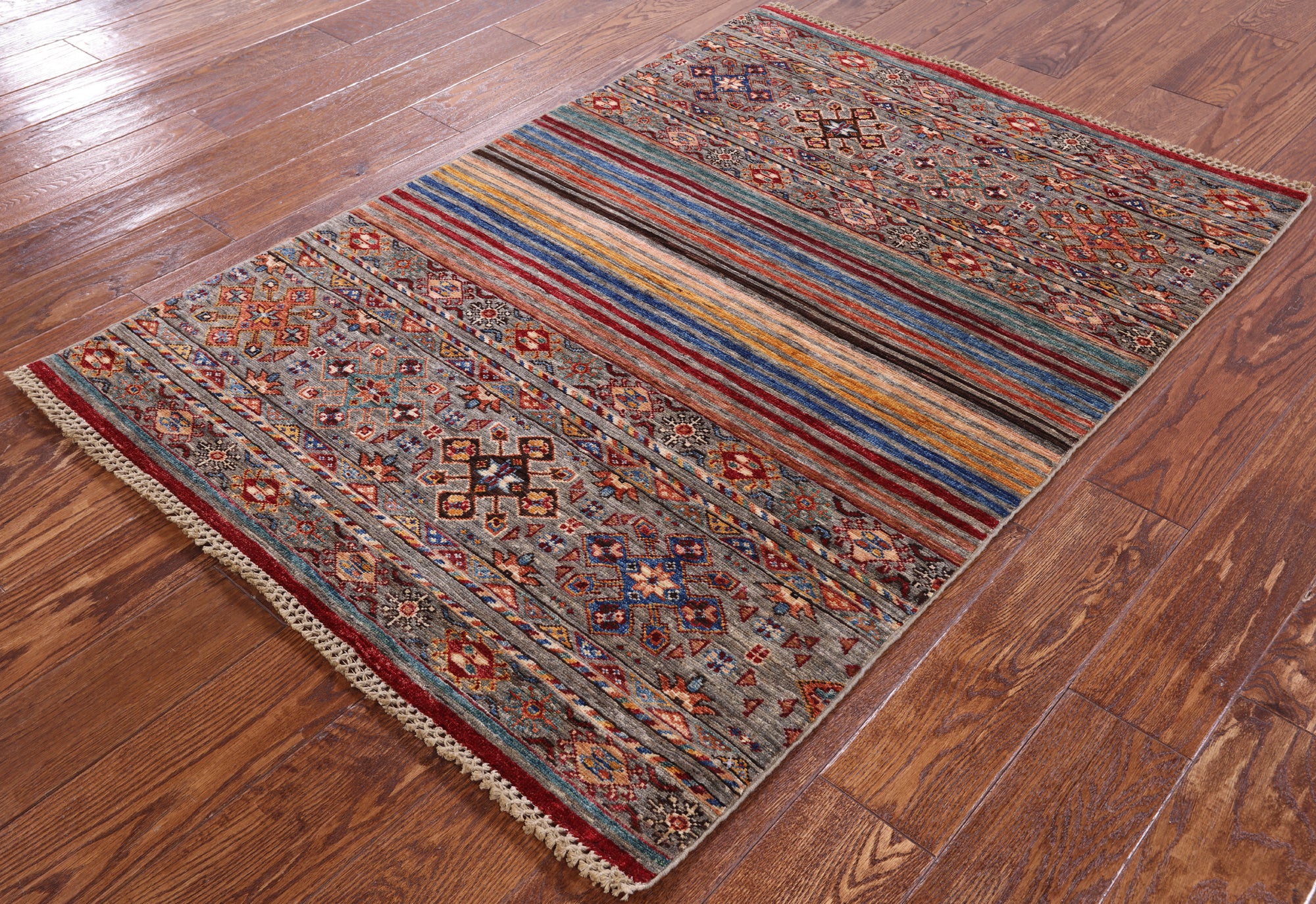 Khorjin Persian Gabbeh Handmade Wool Rug - 3' 5" X 4' 11" - Golden Nile